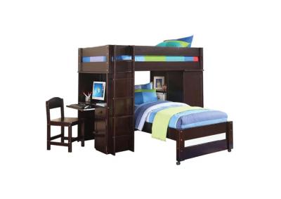 Crews Loft Bunk Bed with Bookcase, Wardrobe, Desk and Chair - Java