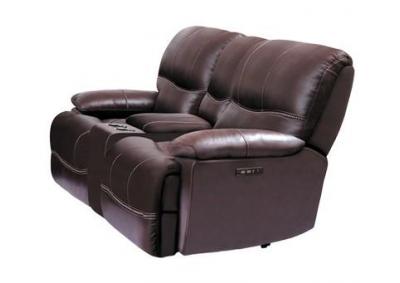 Roman Top Grain Leather No Gravity Dual Reclining Power Love Seat with Console