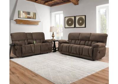 Image for Zac Dual Reclining Sofa and Dual Reclining Love Seat with Storage Console - Brown