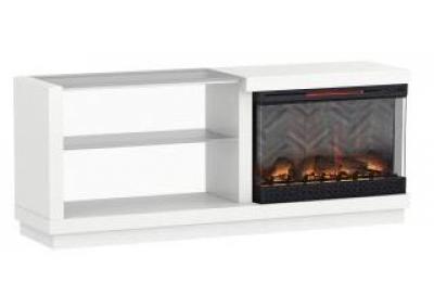 Amora 59.5 in. Freestanding Wooden Electric Fireplace TV Stand in White