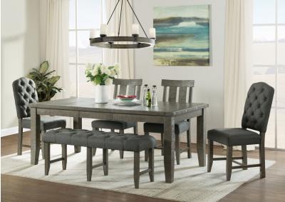 Image for Industrial 6pc Dining Room Group - Dark Espresso Wood and Black Fabric