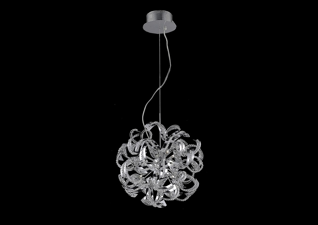 Tiffany Chrome Pendant Lamp w/ Elegant Cut Crystals,Elegant Lighting