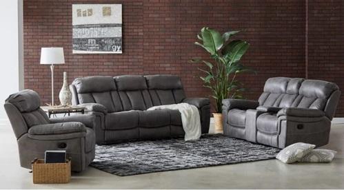 9597 Reclining Sofa & Reclining Loveseat with Console 25655 Gray,Cheers