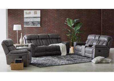 9597 Reclining Sofa & Reclining Loveseat with Console 25655 Gray