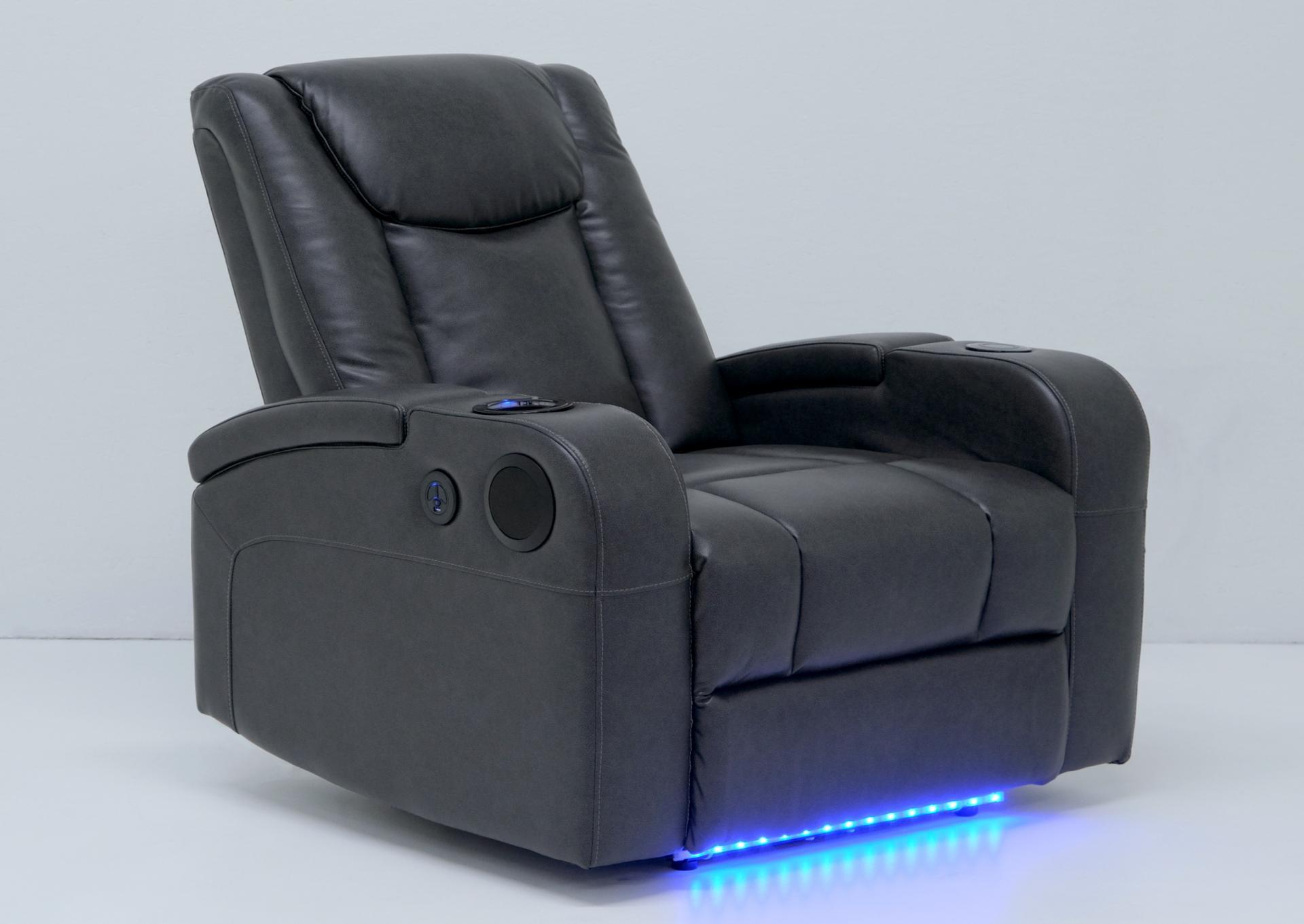 Tech Recliner w/USB, Wireless Charging, Bluetooth Speakers, Cooling Cupholder & LED Lighting,Emerald Home Furnishings