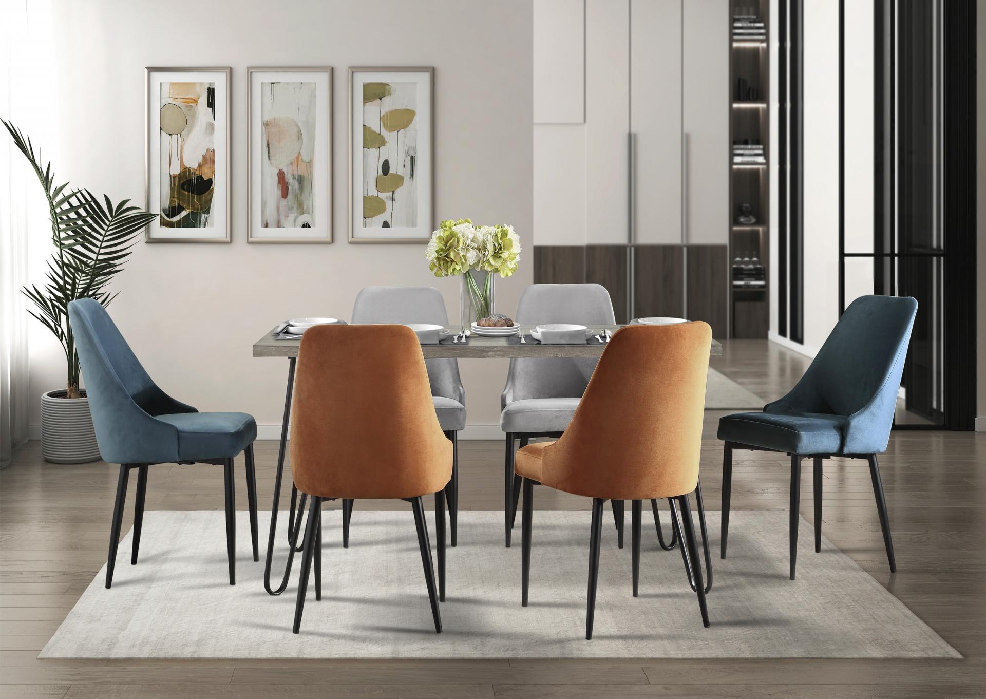 Keene Mid-Century Modern Gray Dining Table w/6 Side Chairs,Homelegance Dining Sets