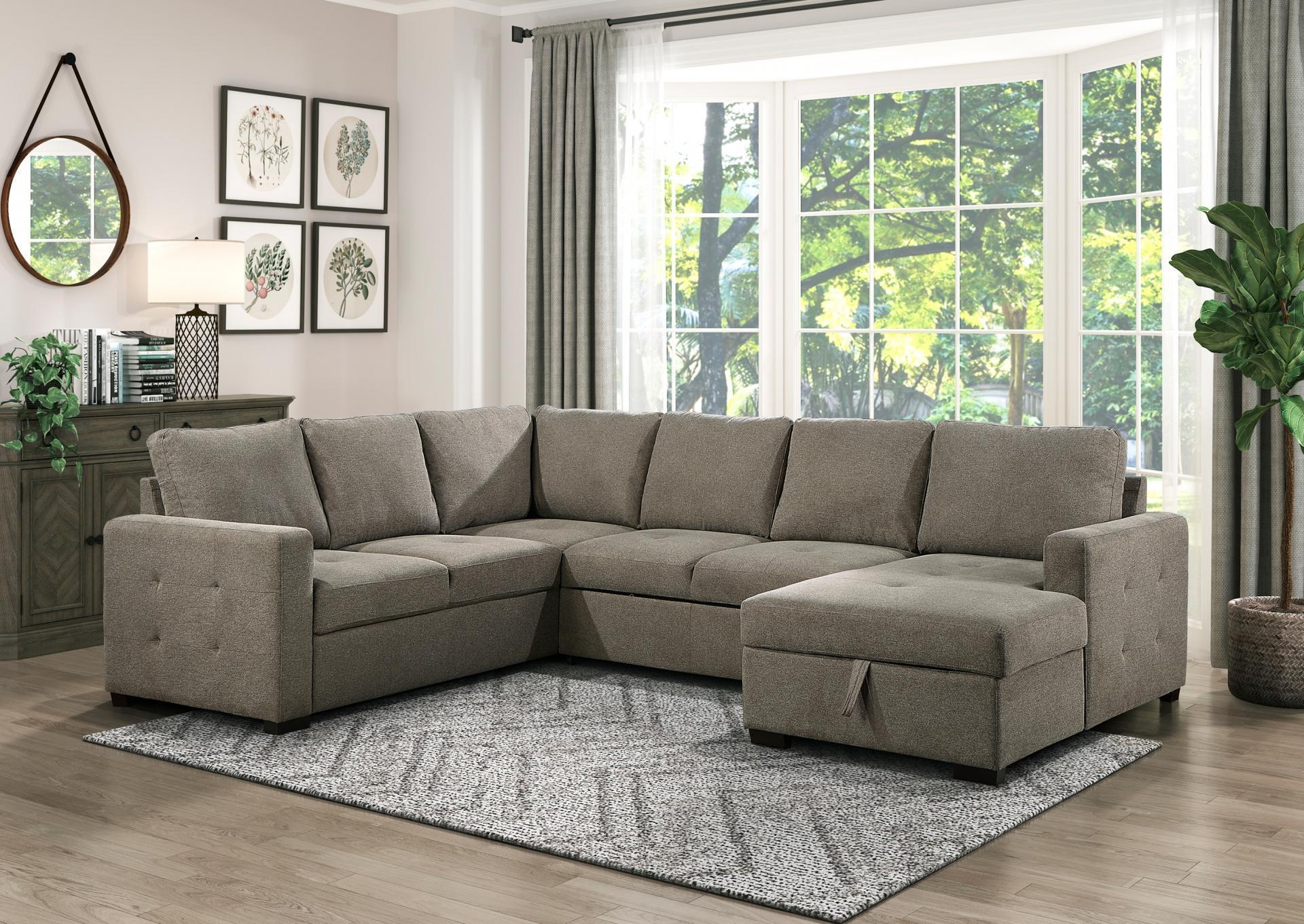 Elton 3pc Pop-Up Sleeper Sectional with Storage,Homelegance