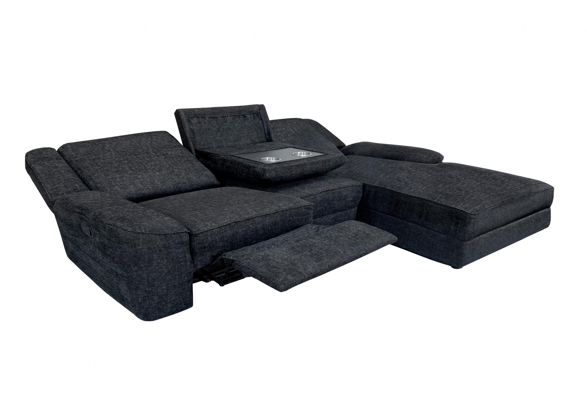 Monterey Ebony Reclining Sectional with Right Chaise,Homelegance