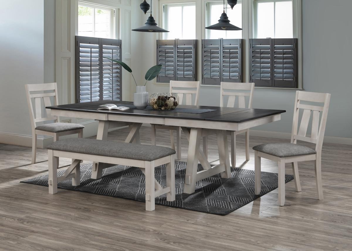 Maribelle Chalk Gray Table & 4 Chairs,Homelegance Dining Sets