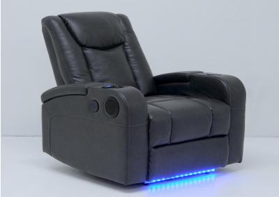 Tech Recliner w/USB, Wireless Charging, Bluetooth Speakers, Cooling Cupholder & LED Lighting
