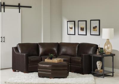 Donnelley Brown Genuine Leather Sectional w/Ottoman