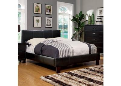 Image for Queen Platform Bed and Mattress Combo Espresso Leatherette
