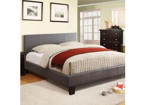 Image for Queen Platform Bed and Mattress Combo Gray Leatherette
