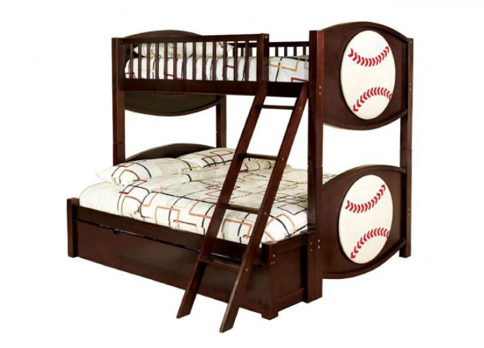 Olympic V Twin/Full Baseball Bunk Bed,Furniture of America