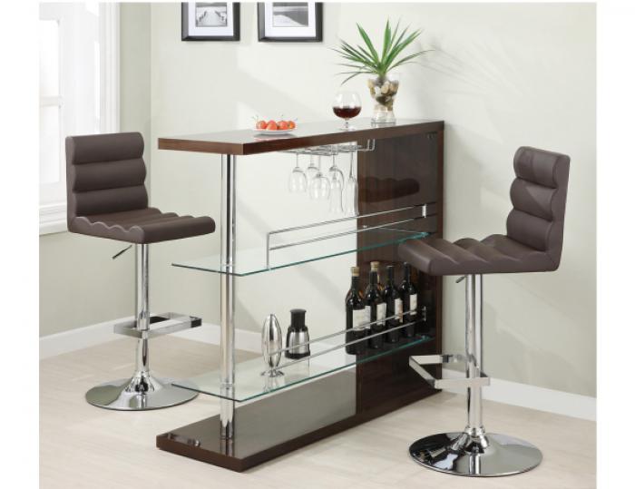 Brown Bar Table w/Wine Glass Holder,Coaster