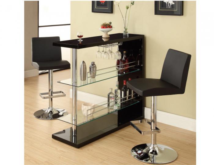 Black Bar Table w/Wine Glass Holder,Coaster
