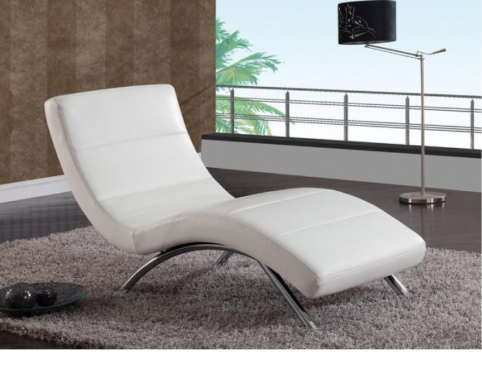 Global White Leather R820 Chaise Lounge,Global Furniture