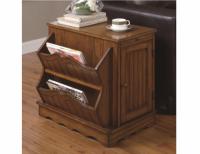 Oak Accent Cabinet Table with Magazine Rack