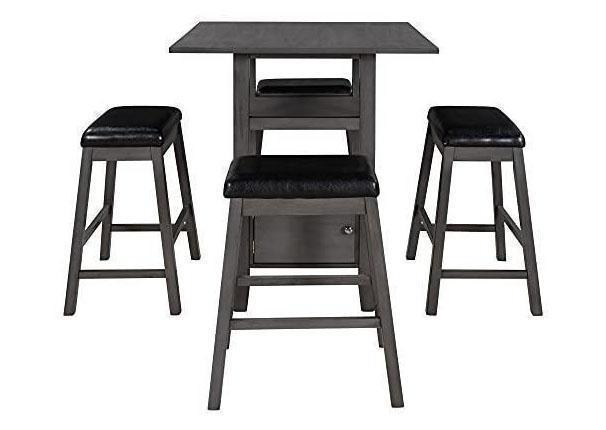 Renaissance 5 PC Table Set with Storage & Upholstered Stools,Digital Retail Experience