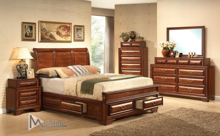 Baron King Storage Bed, Dresser, Mirror, Nightstand,Mainline