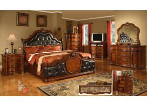 King Coronado Upholstered Bed, Dresser, Mirror, Nightstand
