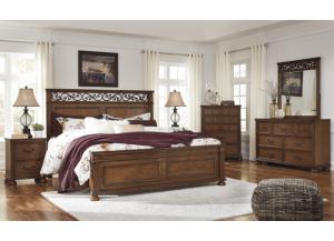 Image for Lazzene Medium Brown Queen Panel Bed w/Dresser, Mirror, and Nightstand
