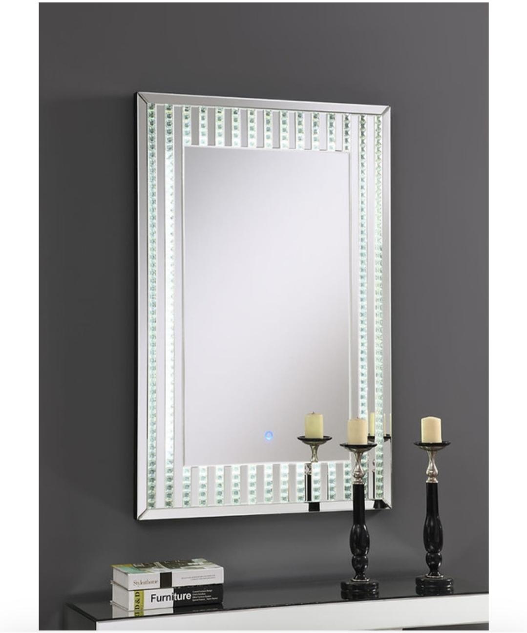 YARA LED back lit Wall Mirror with Crystal,N Y Diamond 