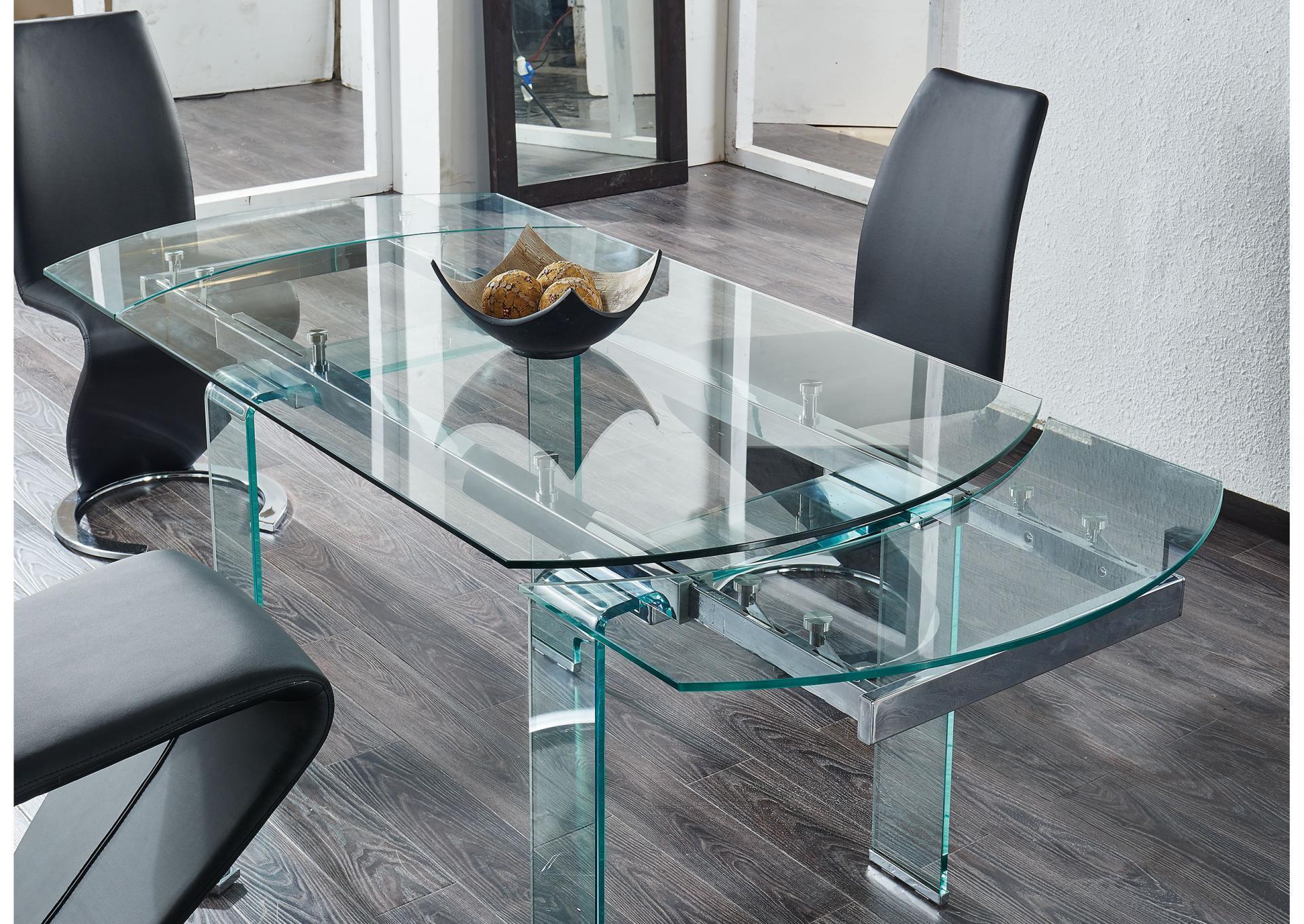 Glass and chrome expandable/extendable DINING TABLE D2160,Global