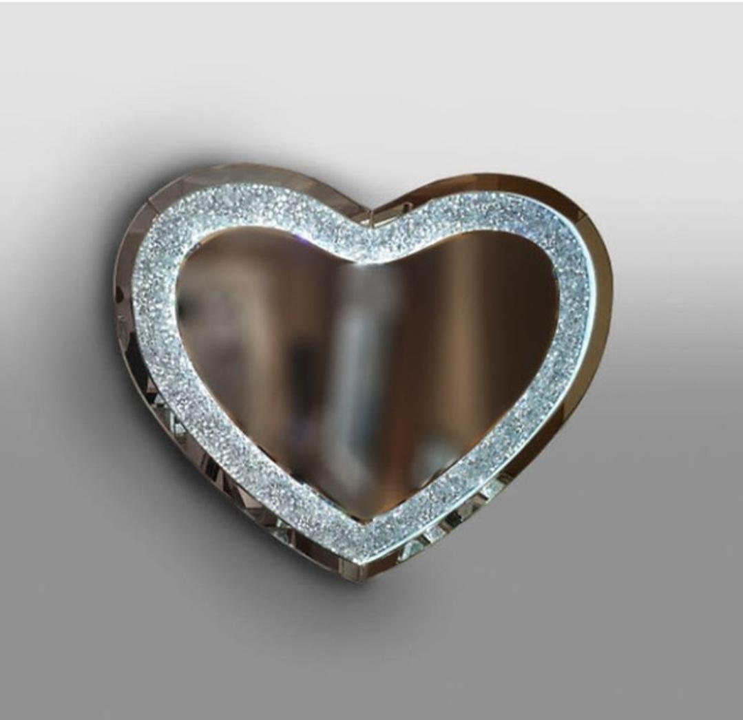 NY-HEART MIRROR LED back lit Crushed Diamond Mirror,N Y Diamond 