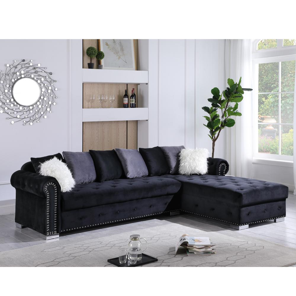 Velvet Tufted Sectional Atlantic 3 Colors Black Blue Grey,Home Design