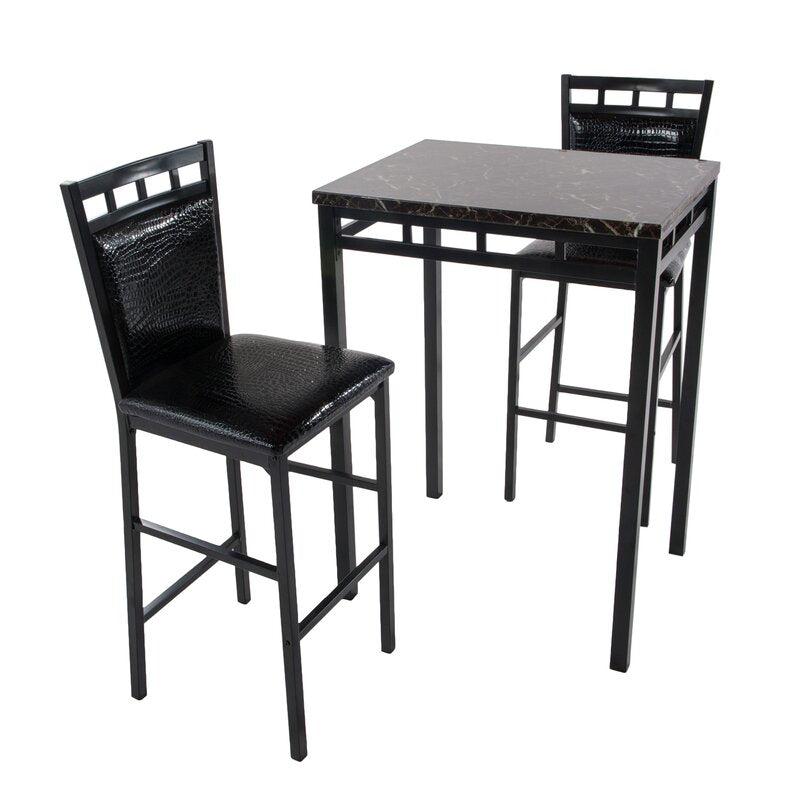 Gator Counter Height Metal 3 pc Dinette Set in Black,Woodpecker
