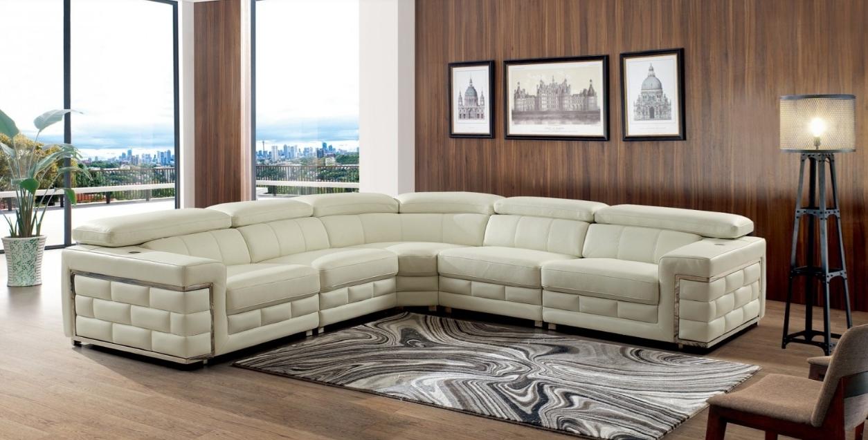 878 Italian Leather Sectional Sofa w/ Adjustable Headrest 3 COLORS,Pantek