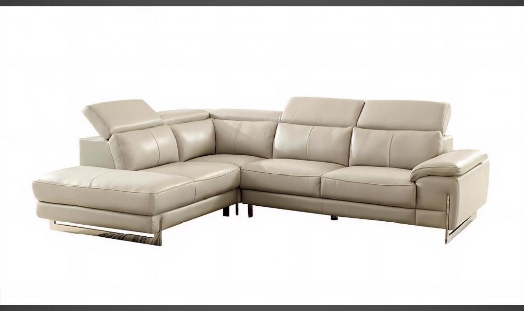 836 Italian Leather L Shape LHF Sectional Sofa w/ Adjustable Headrest 2 COLORS,Pantek