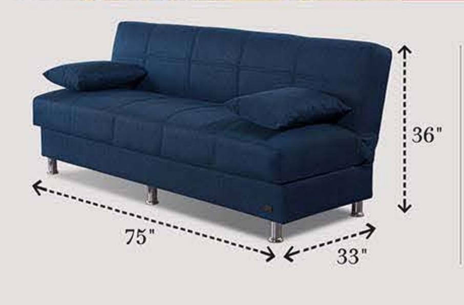 London Armless Click Clack Sofa Bed With Storage,Beyan