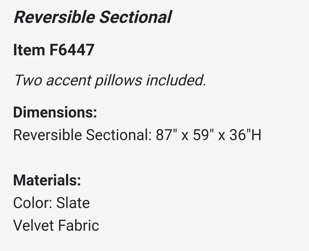 Reversible Sectional Sofa 3 Colors Grey, Tan,  Red 6447 6448 6573,Boss