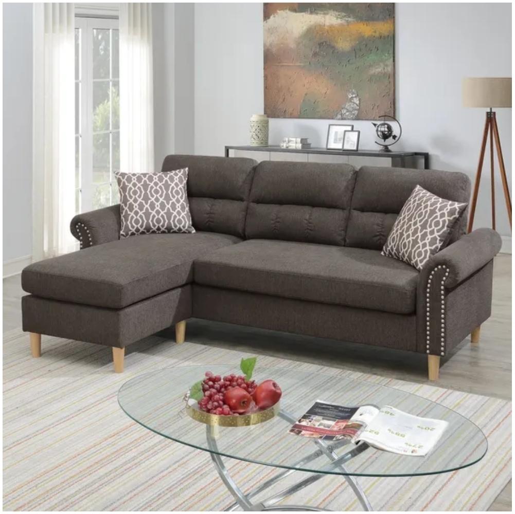 Reversible Sectional Sofa 3 Colors Grey, Tan,  Red 6447 6448 6573,Boss