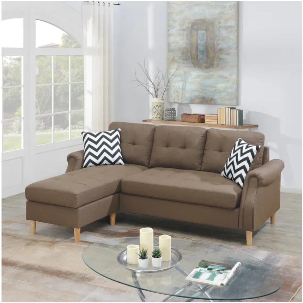 3 Piece Reversible Sectional Sofa 3 Colors Grey, Coffee,  Light Coffee 6457 6458 6459,Alpha