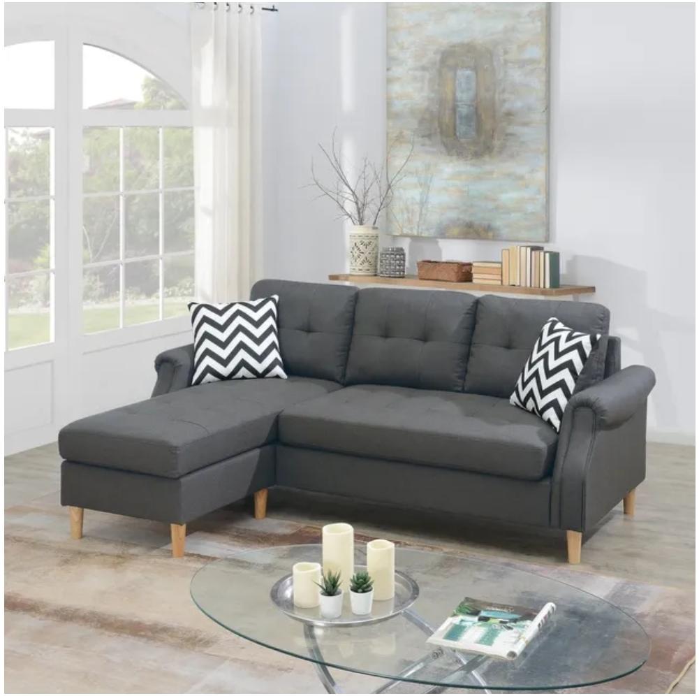 3 Piece Reversible Sectional Sofa 3 Colors Grey, Coffee,  Light Coffee 6457 6458 6459,Alpha