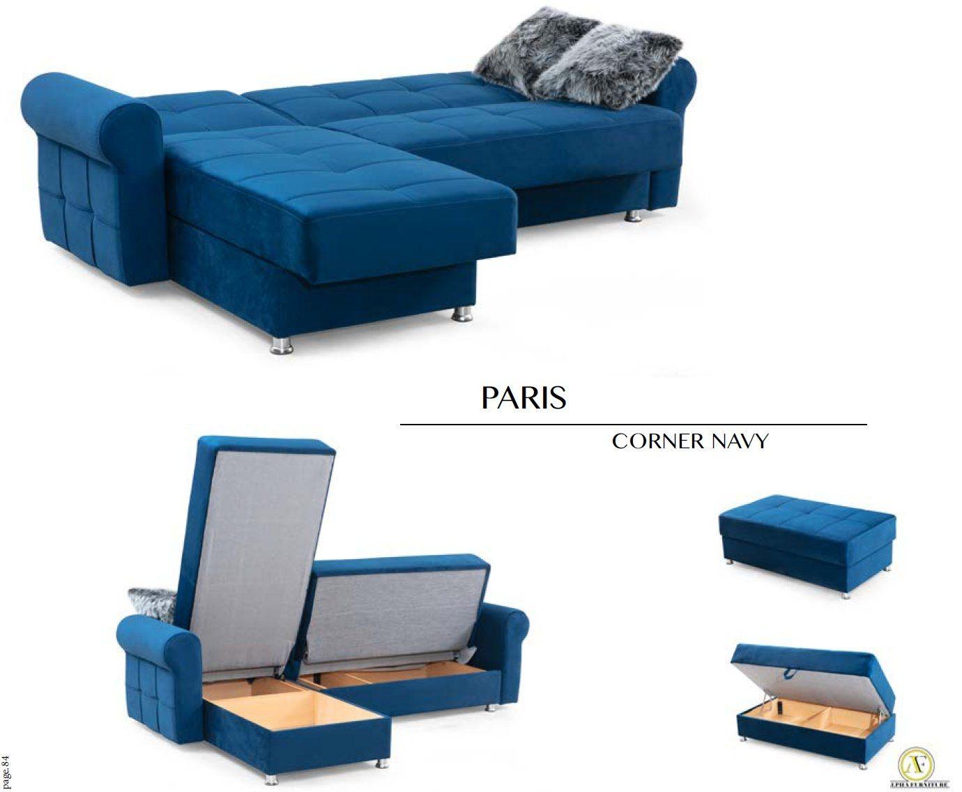 Paris Velvet  Sleeper Storage Sectional,Alpha