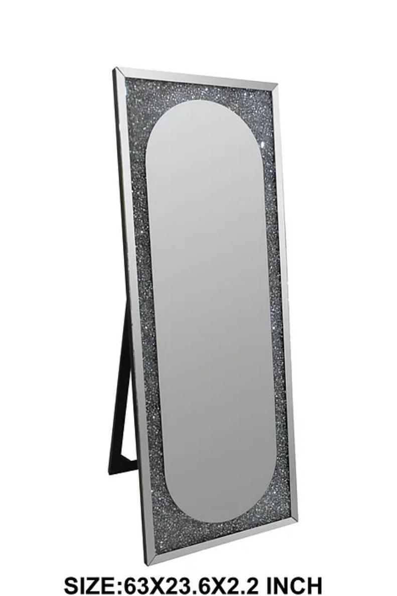 LUCIA Selfie Standing Floor Mirror Crushed Diamond,N Y Diamond 