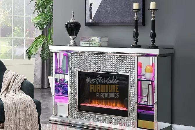 BRAMPTON LED Multi Colors mirrored fireplace,N Y Diamond 