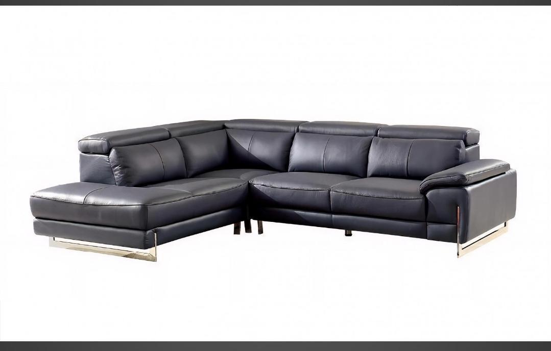 836 Italian Leather L Shape LHF Sectional Sofa w/ Adjustable Headrest 2 COLORS,Pantek