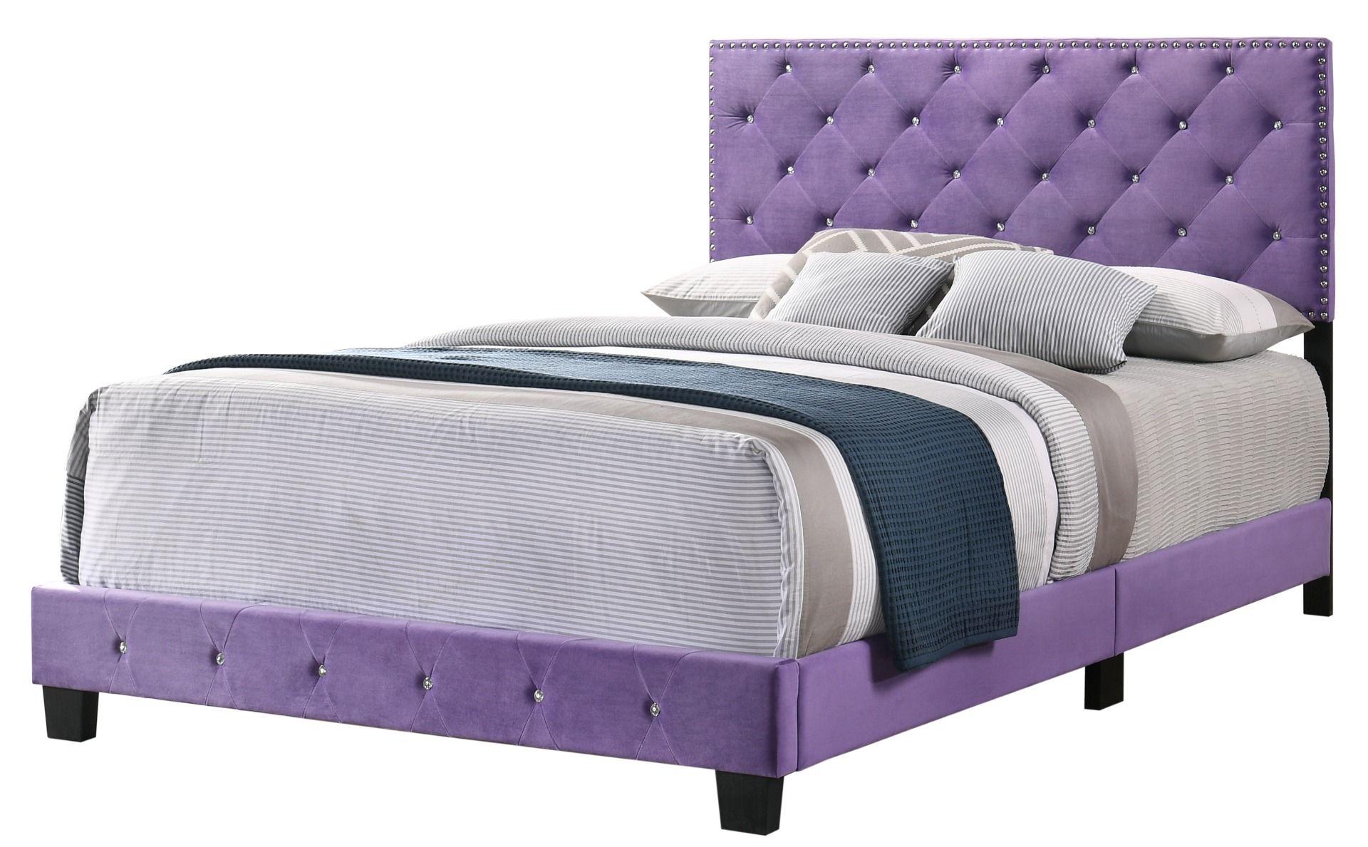 Purple Tufted Bed Queen 1402,AffordableFurnitureNYC.com