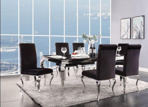 Carone Rectangular Dining Table Chrome And Black & 4 Chairs,Coaster
