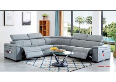 616 Italian Leather Sectional Sofa w/ Adjustable Headrest & Full Power Motion Recliner & Optional Wireless Charger 2 COLORS