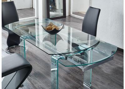 Glass and chrome expandable/extendable DINING TABLE D2160