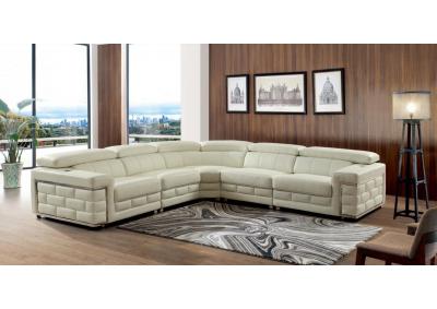 Image for 878 Italian Leather Sectional Sofa w/ Adjustable Headrest 3 COLORS