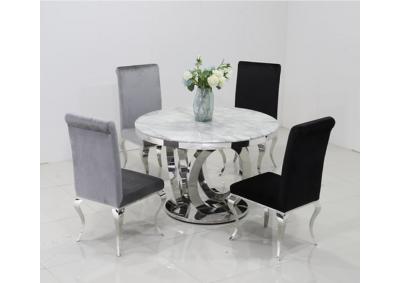 Image for Marble dining table with stainless steel base