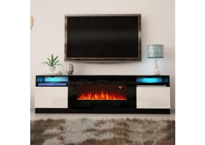 Image for York 02 Electric Fireplace 79" TV Stand black & white