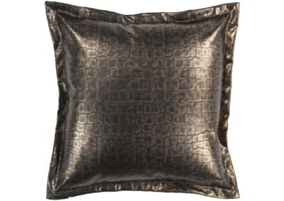 Image for Faux Leather Black, Metallic Gold Pillow